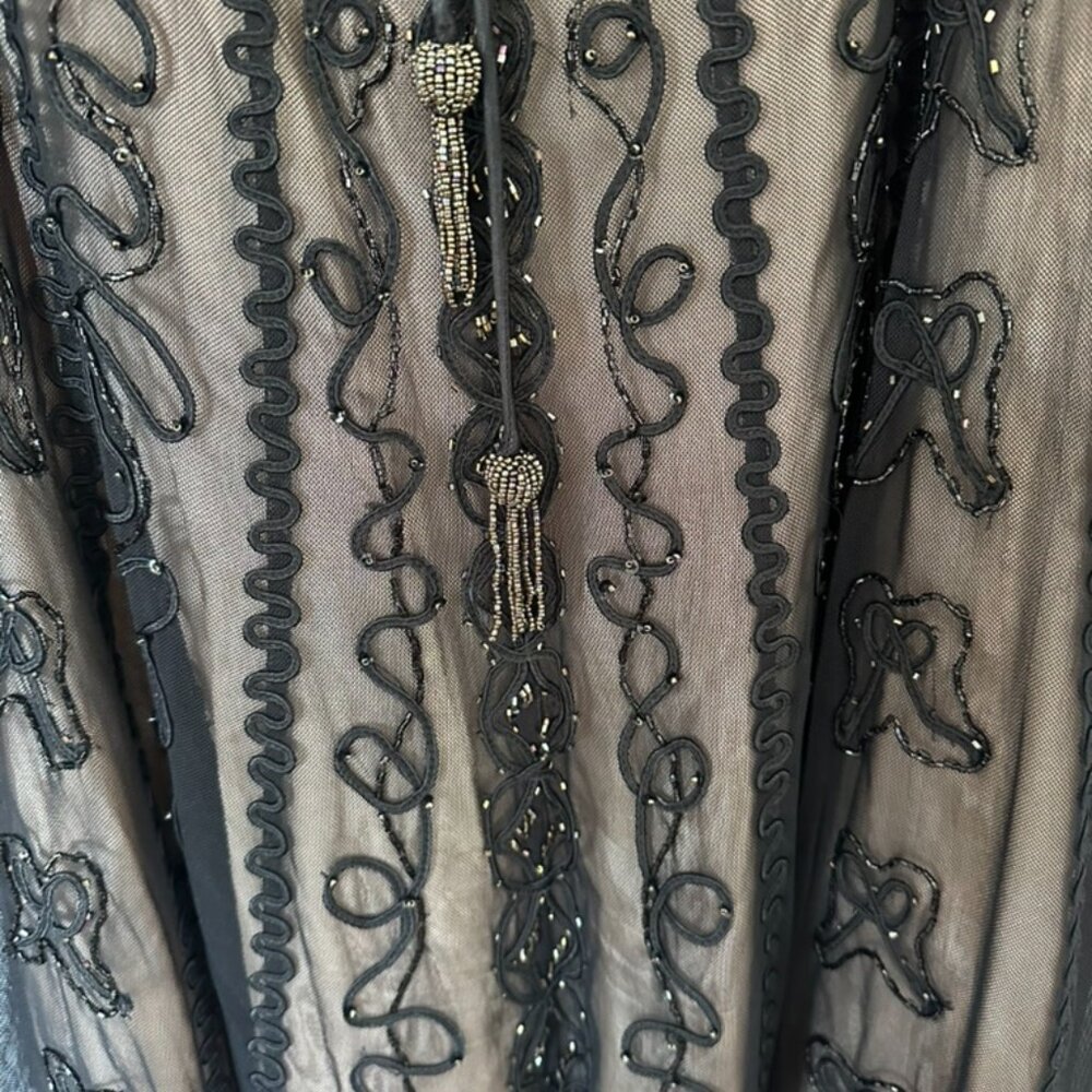 90s Vintage Niki Livas Black Lace Overlay Formal Dress Open Back - Picture 10 of 12